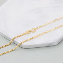 Chains Pure Gold Chain For Women Real 18K Yellow Cable Necklace 1.8mmW Italian Curb Link 18inch Au750 Jewellery