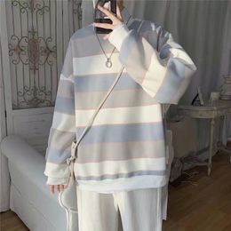 Men's T-Shirts Long-sleeved striped T-shirt men's Korean loose hip hop top trend all-match handsome Hong Kong style O-neck casual sweatshirt 230717