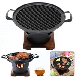 Creative Japanese Style One Person Cooking Oven Home Wooden Frame Alcohol Stove Gift Mini Barbecue Oven Grill Korean Bbq 210724229E