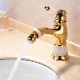 Singe hole bathroom jade-stone bidet faucet mixer tap Gold Finish single handle deck mounted302K