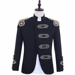 Crazy promotion Black sequins blazer men suits designs jacket mens stage singers clothes dance star style dress punk masculino hom2242