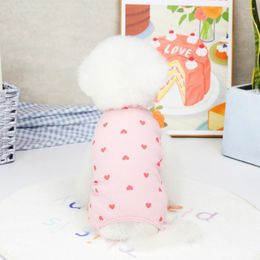 Dog Apparel Simple Pet Romper Sleeveless All-season Puppy Spring Summer Love Heart Print Four-legged Jumpsuit Attractive