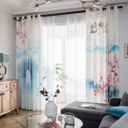 Curtain Chinese Painting Window Living Room Scenic Floral Curtains For Bedroom Balcony Door Drapes Customized Blinds Home Decor