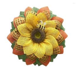 Decorative Flowers Garland Simulation Cartoon Bee Sunflower Decoration Wreath Artificial For Home Garden Patio