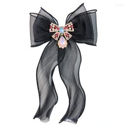 Brooches Korean Pearl Ribbon Bow Tie For Women Black Fabric Bowknot Lapel Pins Female Shirt Collar Luxulry Jewellery Accessories