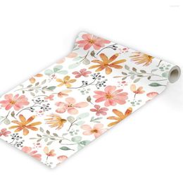 Wallpapers Watercolour Floral Peel And Stick Wallpaper Self-Adhesive Flower Green Leaves Prepasted For Home Ktichen Decor