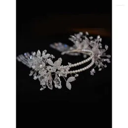 Hair Clips Korean Style Fairy Beautiful White Pearl Handmade Bridal Wedding Headband Sen Sweet Dress Styling Headdress