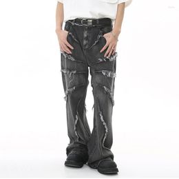 Men's Jeans SYUHGFA Personality Tassel Summer Hip Hop Ragged Loose Streetwear Fashion Male Wide Leg Spliced Denim Pants