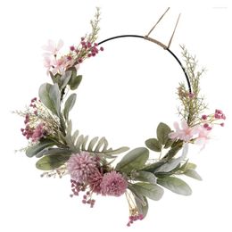 Decorative Flowers Roses Outdoor Spring Decor Wreath Pendant Scene Ornament Creative Iron Window Home Hanging