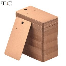 100Pcs Kraft Paper Blank Jewellery Display Card Cardboard Earring Package Hang Tag Card Brown 5 X 9cm257u