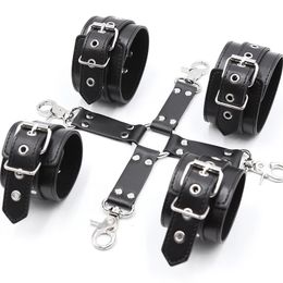 Bondage Leather Handcuffs BDSM Bondage Restraint Flirting Slave Exotic Accessories Toys For Couple Games Handcuff amp Ankle Cuffs Adult 230718