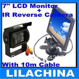 7 LCD Monitor 18 IR Reverse Camera Car Rear View Kit Car Camera With 10m Cable Bus Parking Sensor2399