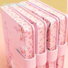Notepads Japanese Cherry Blossom Hand Account Book Fresh Girl Thickened Grid Diary Notebook Cute Colour Page Stationery Kawaii Plan235P