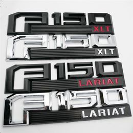 For 2015-2018 Ford F-150 XLT LARIAT Chrome Red Black Fender Emblem Badge Nameplates Passenger & Driver Sides224D