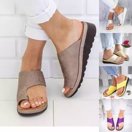 Slipper Summer Sandals Comfy Platform Flat Shoes Sole Ladies Casual Soft Big Toe Foot Sandal Orthopedic Bunion Corrector 230717