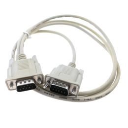 DB9 Serial Port RS232 9Pin COM Data Extension Cable Male to Male Panel Mount Wire with Screws White 1.3M