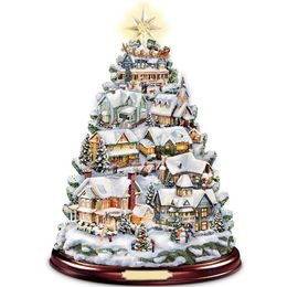 Christmas Decorations Tree Rotating Sculpture Train Paste Window Stickers Winter Home Decoration 245m