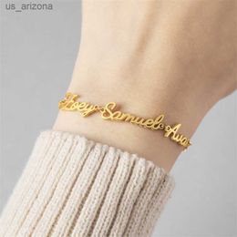 Custom 1-4 Names Bracelet Personalised Letter Stainless Steel Bracelet Sexy Charm Friendship and Family Jewellery for Friend Gift L230620