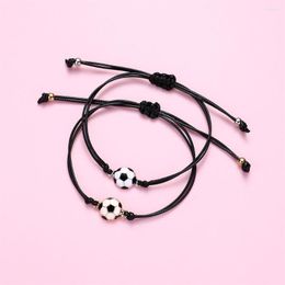 Charm Bracelets 2pcs/Set Cartoon Soccer Bracelet For Boys Girls Cute Adjustable Football Hide Rope Matching Jewelry Accessories