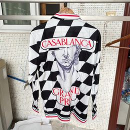 Mens Tracksuits American Vintage Casablanca Shirt Black White Checkerboard Casual Loose Breathable Men Women Long Sleeve Shirts Real Po 230717