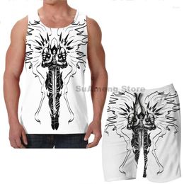 Men's Tracksuits Summer Funny Print Men Tank Tops Women Tyrael Beach Shorts Sets Fitness Vest