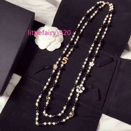 Beaded Necklaces women long pendants layered pearl necklace collares de moda 2020 letter No 5 flower party Jewellery