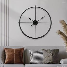 Wall Clocks Metal Paint Wrought Iron Clock Simple Black Round Decorative Bedroom Living Room Mute Watch Silent Quartz