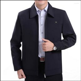 Men's Jackets 2023 Spring Autumn Turn-down Collar Overcoat Middle-aged Man Casual Zipper Coats Male Jacket Plus Size Clothing