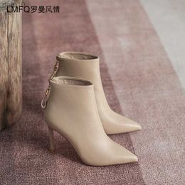 2022 Women Boots Fashion Thin High Heel Ankle Boots Sexy Pointed Toe Zipper Boots Autumn Winter Ladies Shoes White Boots L230704