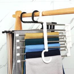 Hangers 5 In 1 Multifunction Trouser Tie Pant Rack Stainless Steel Adjustable Folding Towel Storage Shelves Closet Organiser