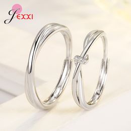 925 Sterling Silver 2023 New Arrival Opening Adjustable Band Promise Wedding Engagement Rings Jewellery for Women Men White