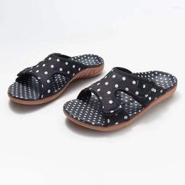 Sandals 2023 Polka Dot Peep Toe Women Casual Flat Fairy Lady Style Thick Platform Beach Flip Flops Size 35-43