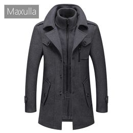 Men's Wool Blends Maxulla Winter Men's Business Wool Coats Casual Slim Fit Warm Woollen Suit Coats Luxurious Trench Jacket Brand Clothing HKD230718