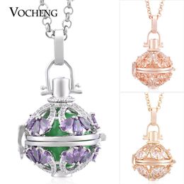 Ball Harmony Water Drop CZ Stone Stainless Steel Chain Maternity Necklace 3 Colors Plating Angel Lockets Jewelry VOCHENG VA-219246I