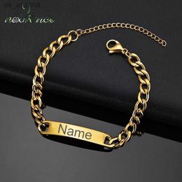 Nextvance New Custom Name Bracelets Stainless Steel Engrave Date Bracelet Personalised Bangles Women Men ID Memory Jewellery Gift L230620