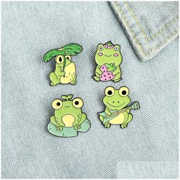 Pins Brooches Funny Frog Enamel Pins Various Type Colours Music Stberry Smile For Kids Gifts Lapel Clothes Bags Drop Delivery Jewellery Dh4V6