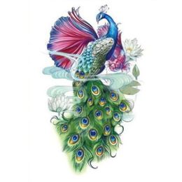 Waterproof Temporary Tattoo Sticker peacock flower fake tatto Cool flash tatoo tatouage temporaire body art for girl women men