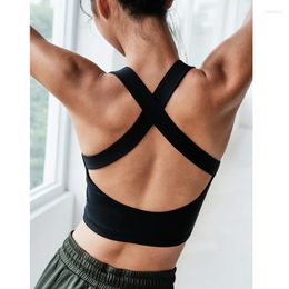 Yoga Outfit 2023 Tank Tops Women Fitness Crop Top Shockproof Sports Bras Training Sport Gym Sexy Cross Back Running Vest