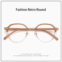 Sunglasses Frames Fashion Spectacle Retro Round Eyewear Ultra Light Alloy Women Optical Prescription Glasses Frame Man Transparent