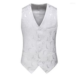 Men's Vests Slim Fit Fashion Large Suit Vest Casual Flower Outerwear Coats Business Formal V-Neck