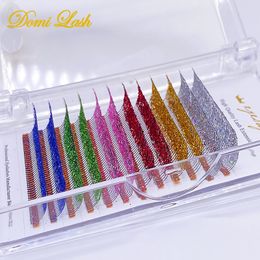 False Eyelashes Glitter Eyelash Extensions Mix Colors Shiny Classic Individual Lashes Colorful Mink Makeup Tools Party 230617