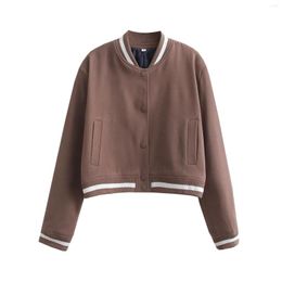 Women's Jackets Ladies Cropped Baseball Jacket Stand Collar Casual Lightweight Classic Button Womens Winter Long Coats For Women