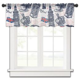 Curtain London Big Ben Flag Tulle Kitchen Small Window Valance Sheer Short Bedroom Living Room Home Decor Voile Drapes