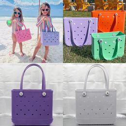 Bogg Silicone Large Tote Eva Plastic Beach Bags Pink Blue Candy Women Cosmetic Bag PVC Basket Travel Storage Bags Jelly Summer Outdoor Handbag