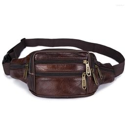 Waist Bags Men's Genuine Leather Crossbody Bag Waterproof Travel Anti-theft Large Capacity Hiking Cell Phone Pocket Fanny Pack