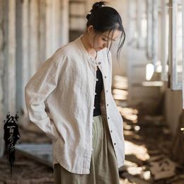 Women's Blouses Yasuk AllSeason Retro Casual Women Soft Gentle Cotton Linen Wear Coat Solid Shirt Tops Chinese Style Loose Lantern