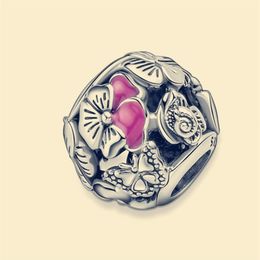 Authentic Pandora 925 Sterling Silver Charm Pansy Flower Friends Dangle fit Europe style beads for bracelet making jewelry 790759C227J