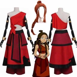 New Anime Avatar the last Airbender Katara Cosplay Costume And Wig For Carnival Halloween Party G0925224l