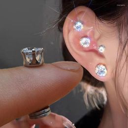 Backs Earrings 1pcs Non Piercing Crystal Strong Magnetic Ear Stud Easy Use Clip For Women Men Punk Round Zircon Magnet Earring Jewelry