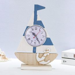 Table Clocks Creative Silent Clock For Bedroom Bedside Decoration Living Room Ornament Nautical Mediterranean Desk